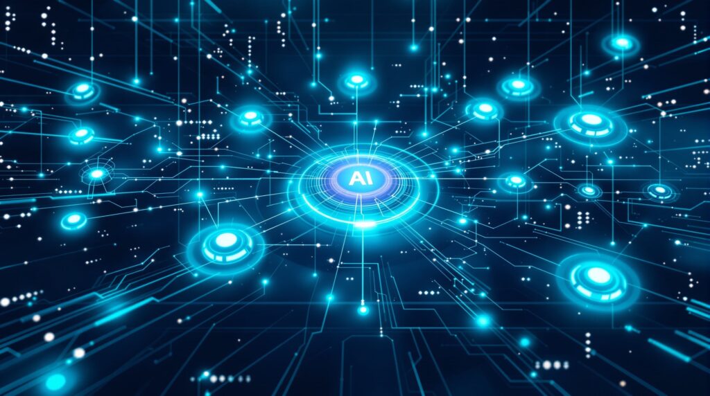 AI agents in enterprise workflows - interconnected autonomous systems orchestrating business processes in modern corporate environment