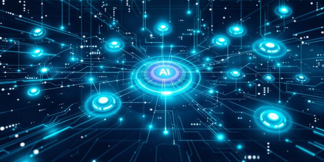 AI agents in enterprise workflows - interconnected autonomous systems orchestrating business processes in modern corporate environment
