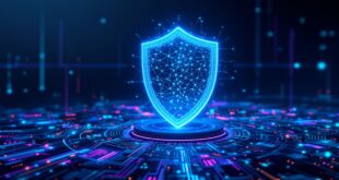The landscape of AI-driven cybersecurity 2026 with neural networks protecting a global data grid.